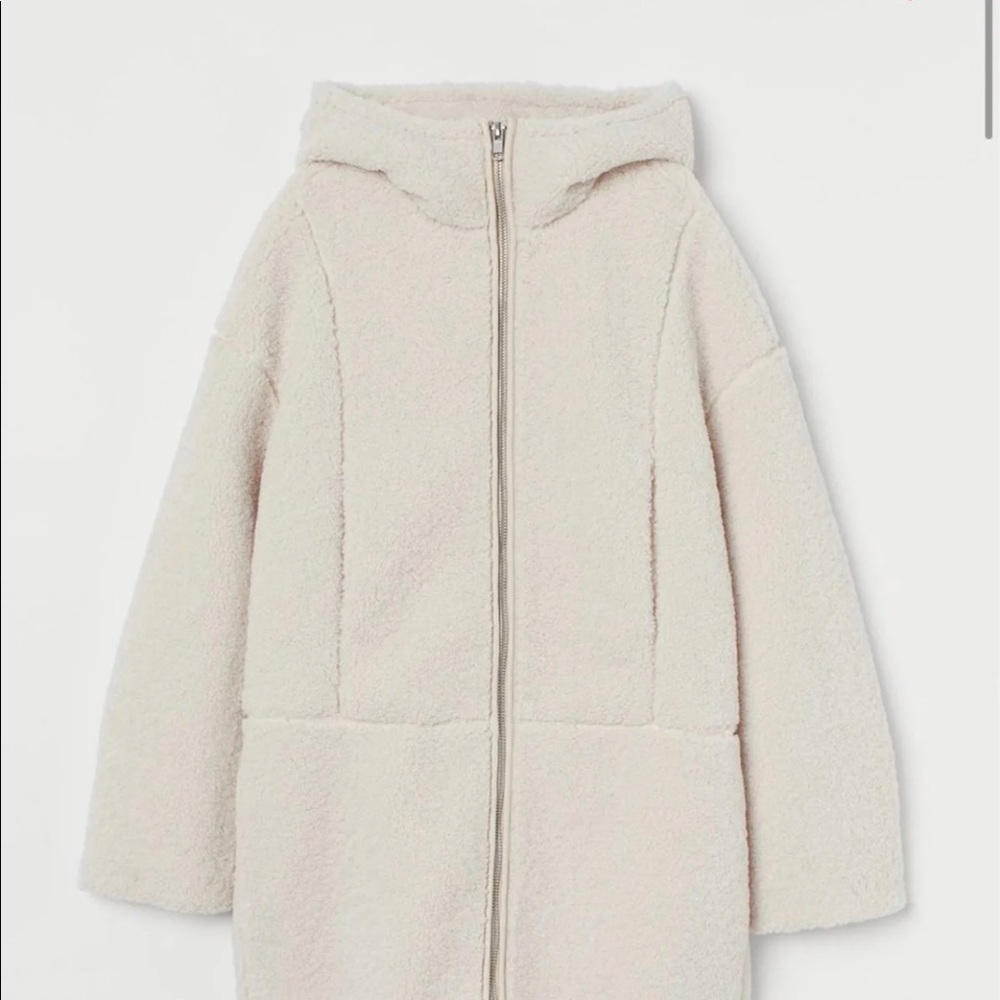 H&M hooded faux shearling jacket